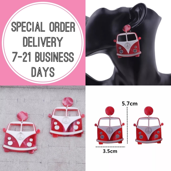 Retro 70s Bus Pin Up Earrings - Picture 2 of 4